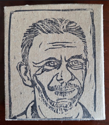 Stempelabdruck mit dem Porträt von Bernd Hesse