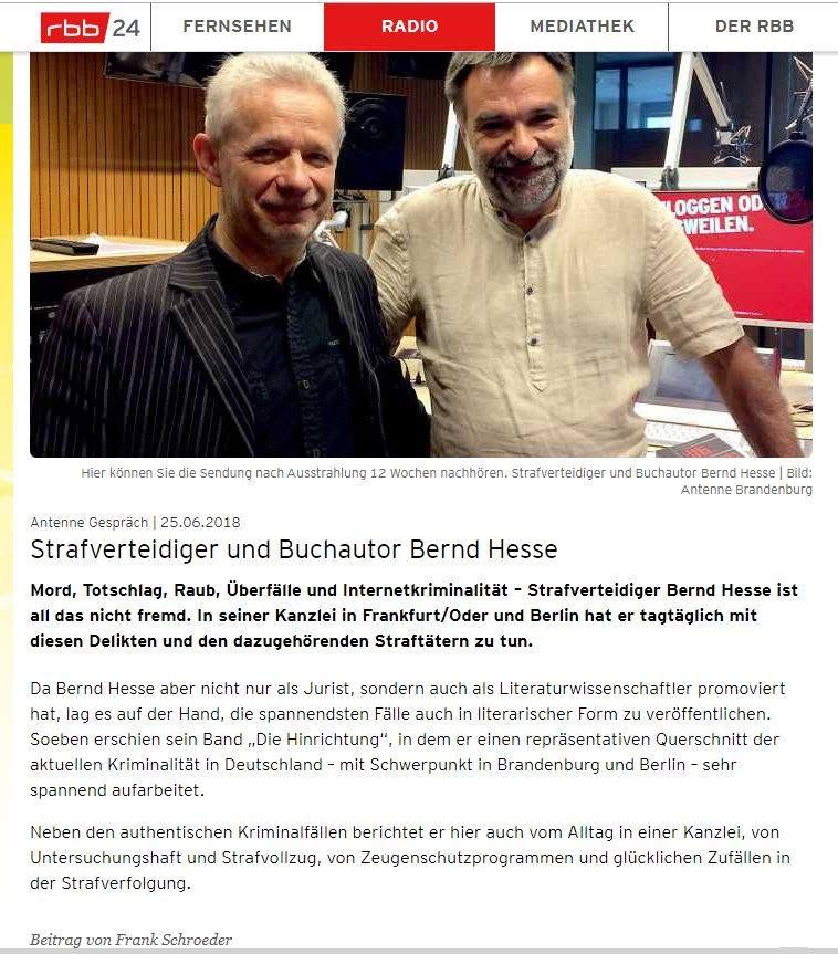 Bernd Hesse im Antenne-Gespräch beim Rundfunk Berlin-Brandenburg