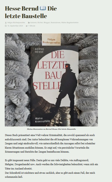 Buchblogger zu Die letzte Baustelle
