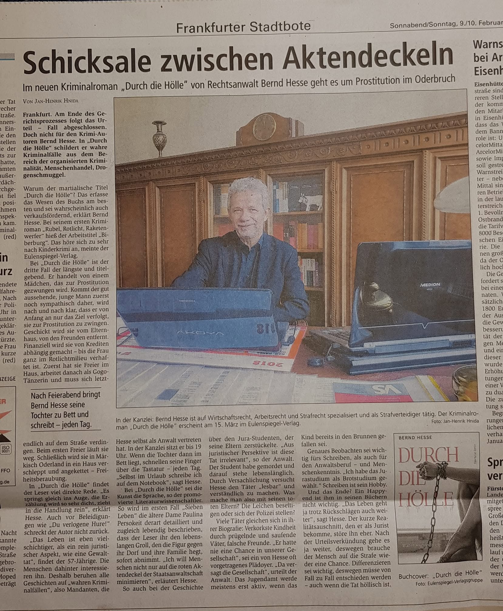Zeitungsartikel Schicksale zwischen Aktendeckeln über Bernd Hesse und Durch die Hölle