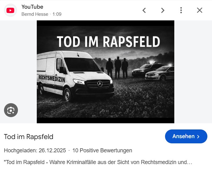 Buchtrailer zu Tod im Rapsfeld