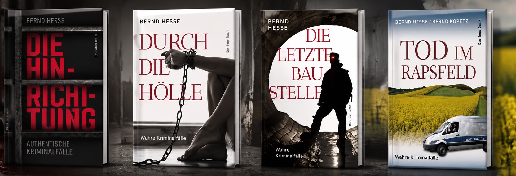 Die vier Bände der Reihe Authentische Kriminalfälle