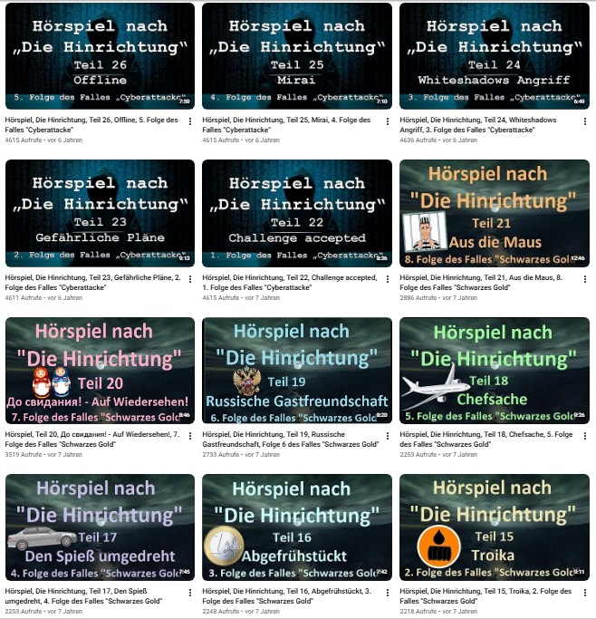 YouTube-Kanal mit den Folgen der Radiokrimi-Reihe