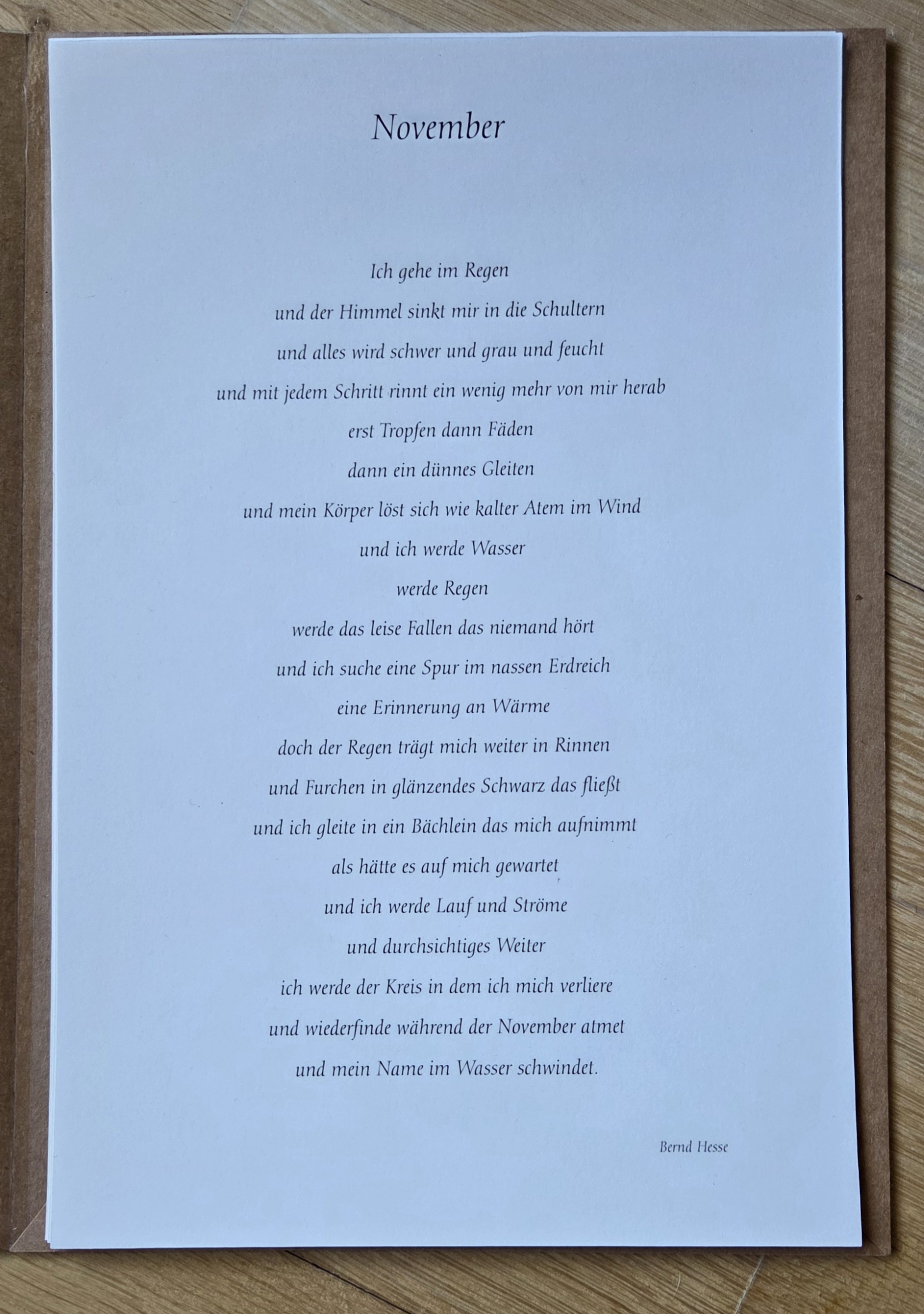 Gedicht November von Bernd Hesse