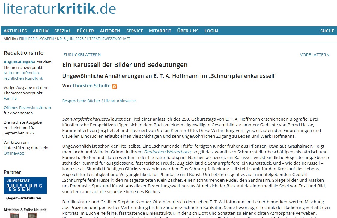 Besprechung des Schnurrpfeifenkarussells auf literaturkritik.de