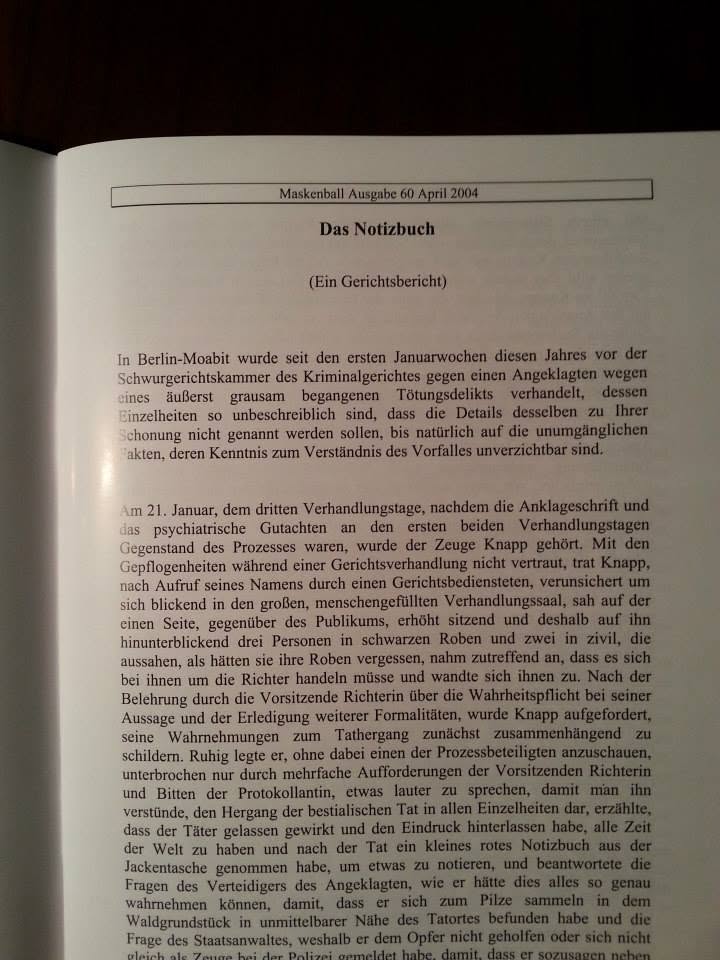 Erste Seite der Novelle Das Notizbuch