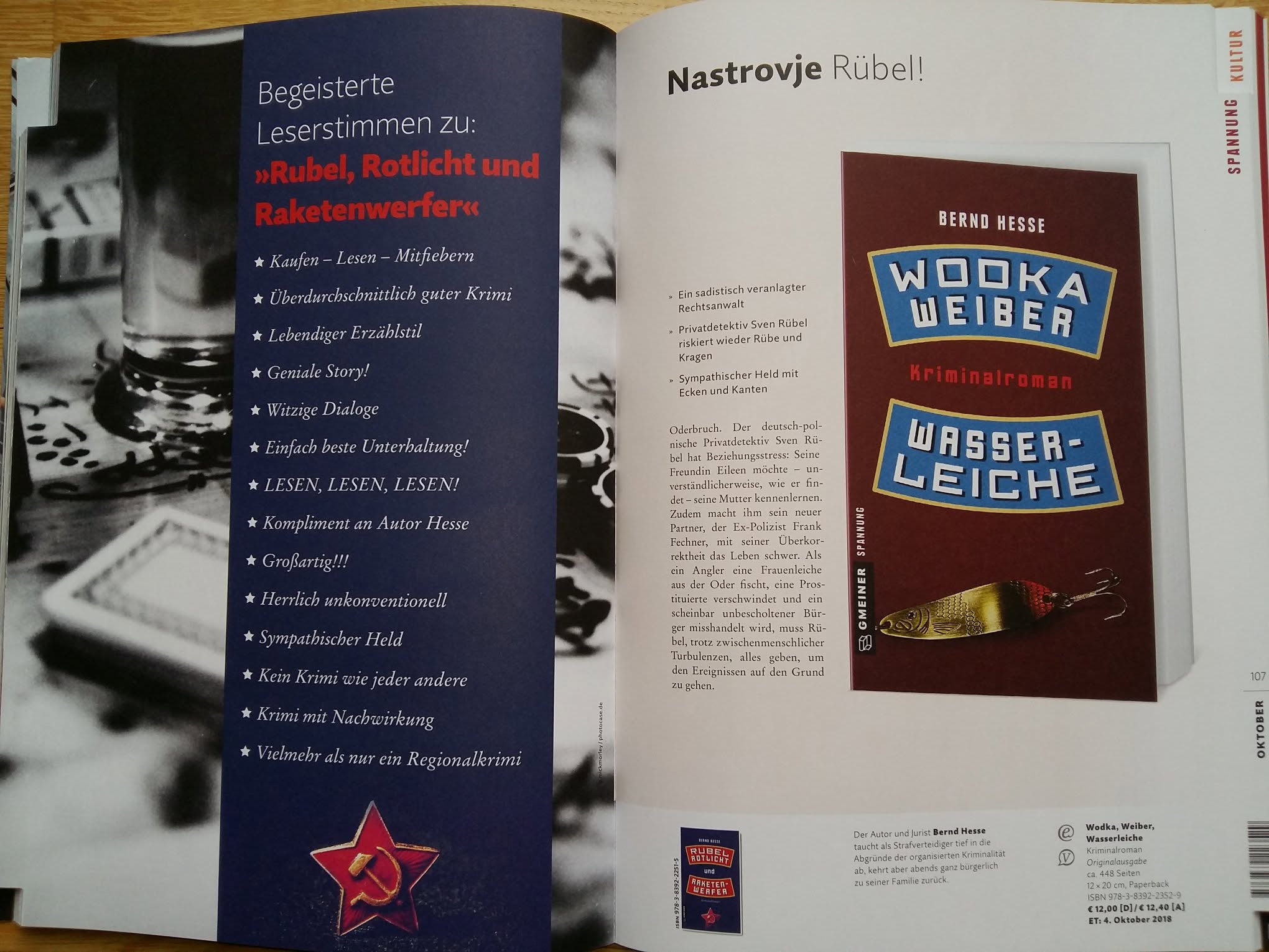 Katalog des Gmeiner-Verlags zu Wodka, Weiber, Wasserleiche