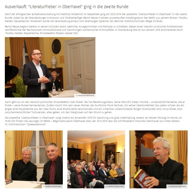 Bernd Hesse bei einer Lesung im Regionalmuseum Oberhavel in Oranienburg